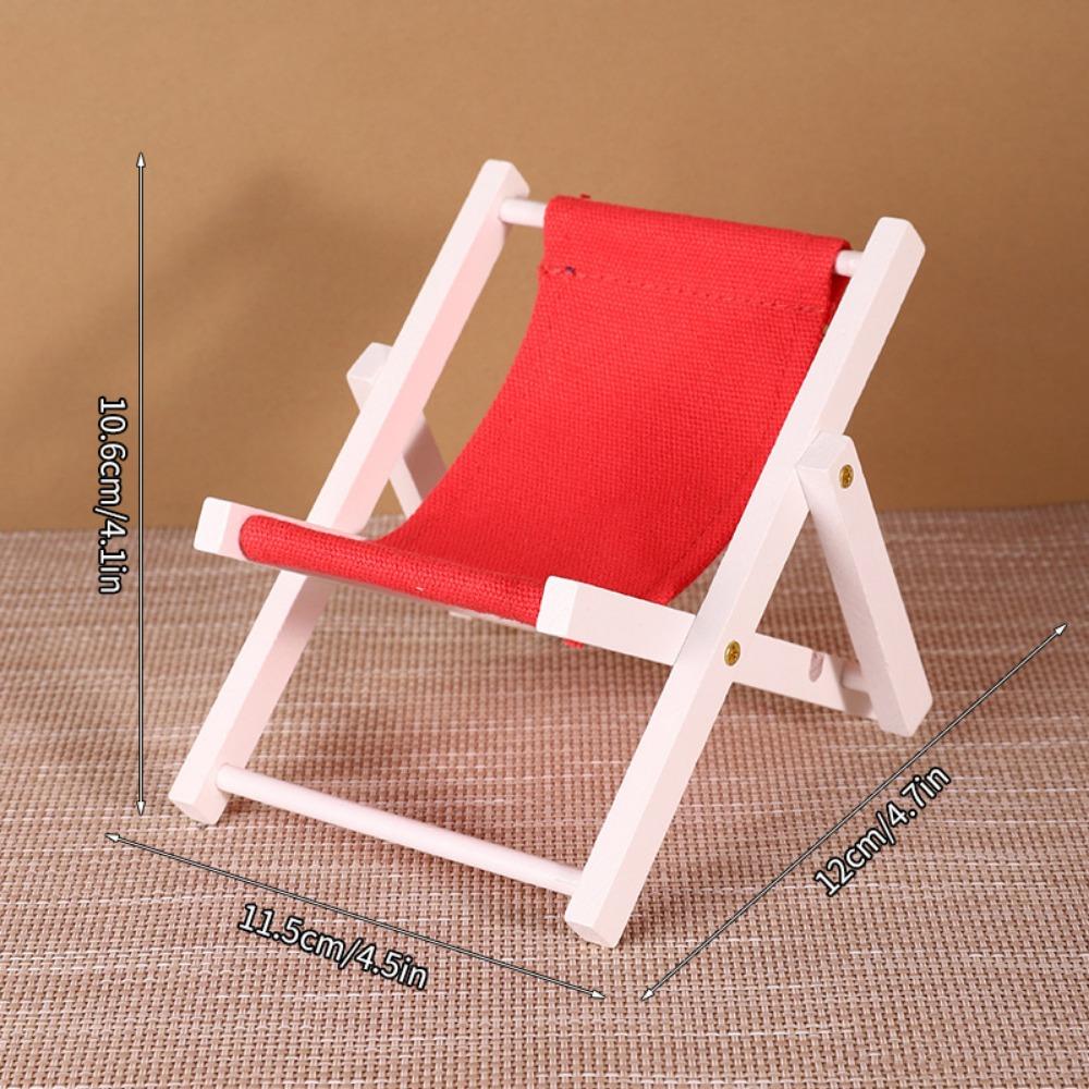 Multicolors Foldable Beach Chair Model Wooden Outdoor Casual Reclining Chair For 10cm Cotton Doll