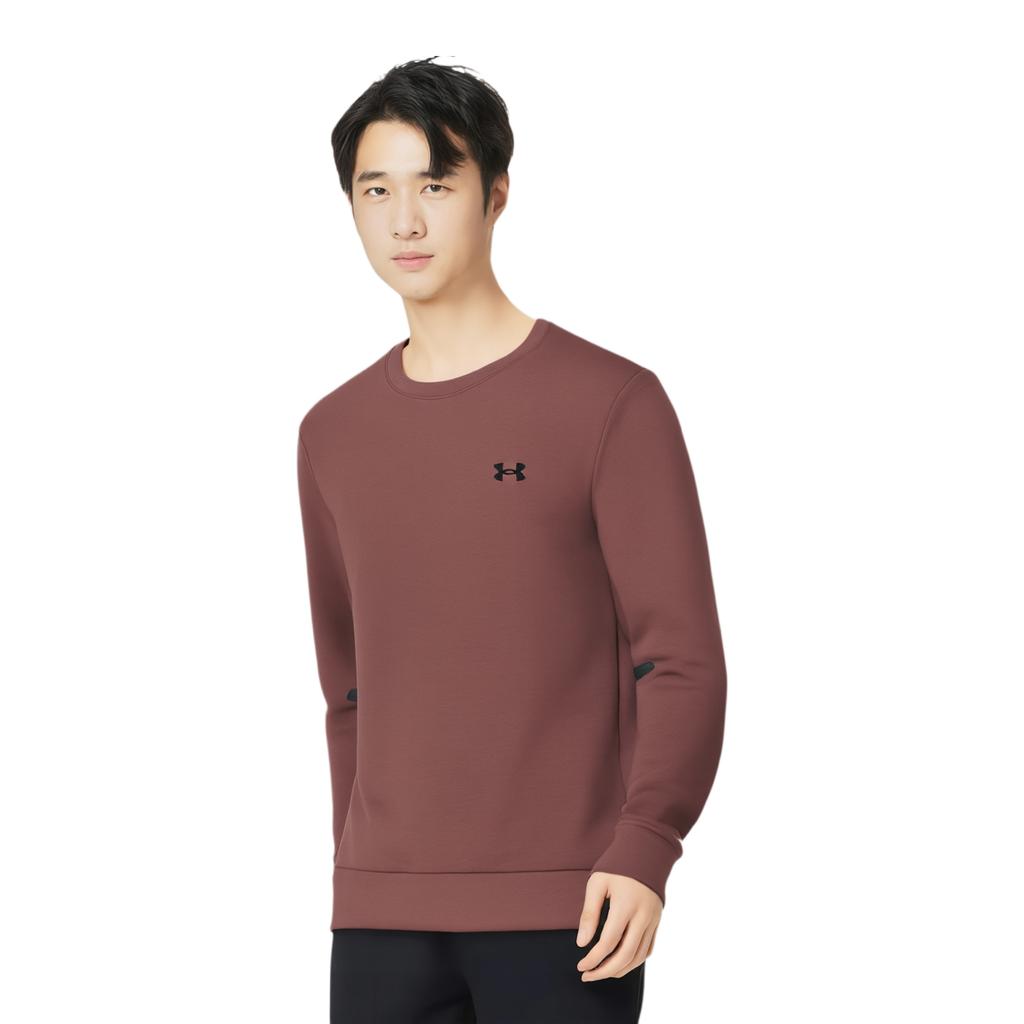 Under Armour Однотонная тренировочная толстовка с круглым вырезом и длинным рукавом, мужская толстовка темно-бордового цвета 1381688-688