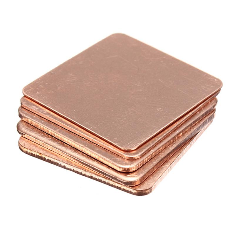 5 X Copper Heat Sink Laptop GPU CPU Heat Sink Copper Shim 15x15/20x20mm 0.3/0.5/0.8/1.0/1.2/1.5mm