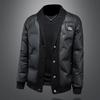 Mens Winter Warm 90% White Duck Down Puffer Jacket With Stand Collar Patch Regular Fit Daily Wear