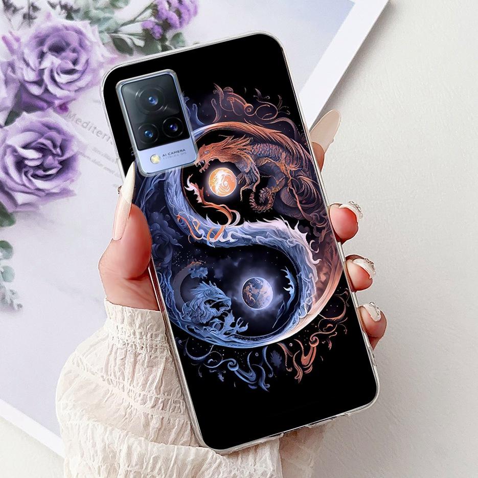 Чехол для Vivo V21e V2061 Милый Кот Лев Расписной Чехол Мягкий Силиконовый Чехол для Телефона Для Vivo V21 V2066 V2108 V 21 VivoV21 E 4G Fundas