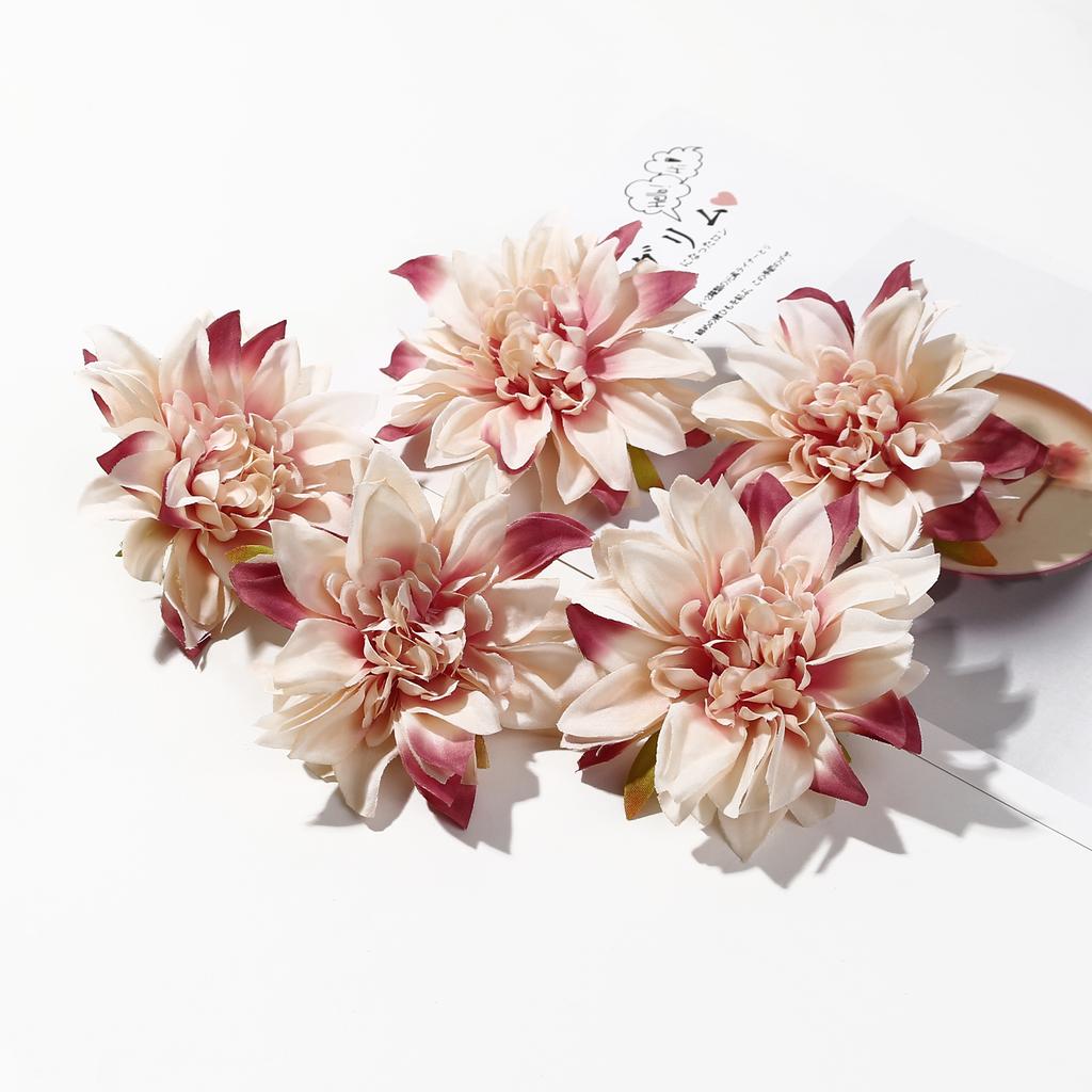 5/10Pcs 9cm Artificial Dahlia Silk Flower Heads Simulated Flower Home Room Decoration Wedding Decoration DIY Wreath Accessory