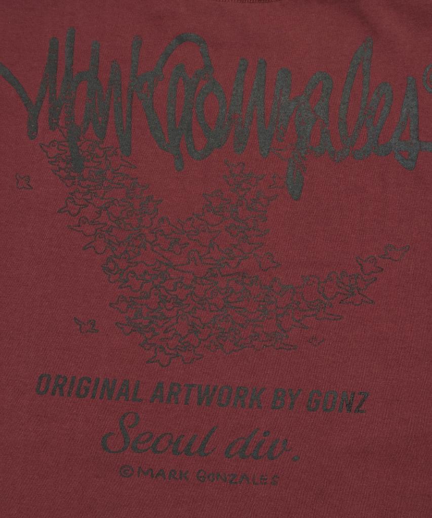 MARK GONZALES Angel Next Sign Logo Short Sleeve T-Shirt - Burgundy