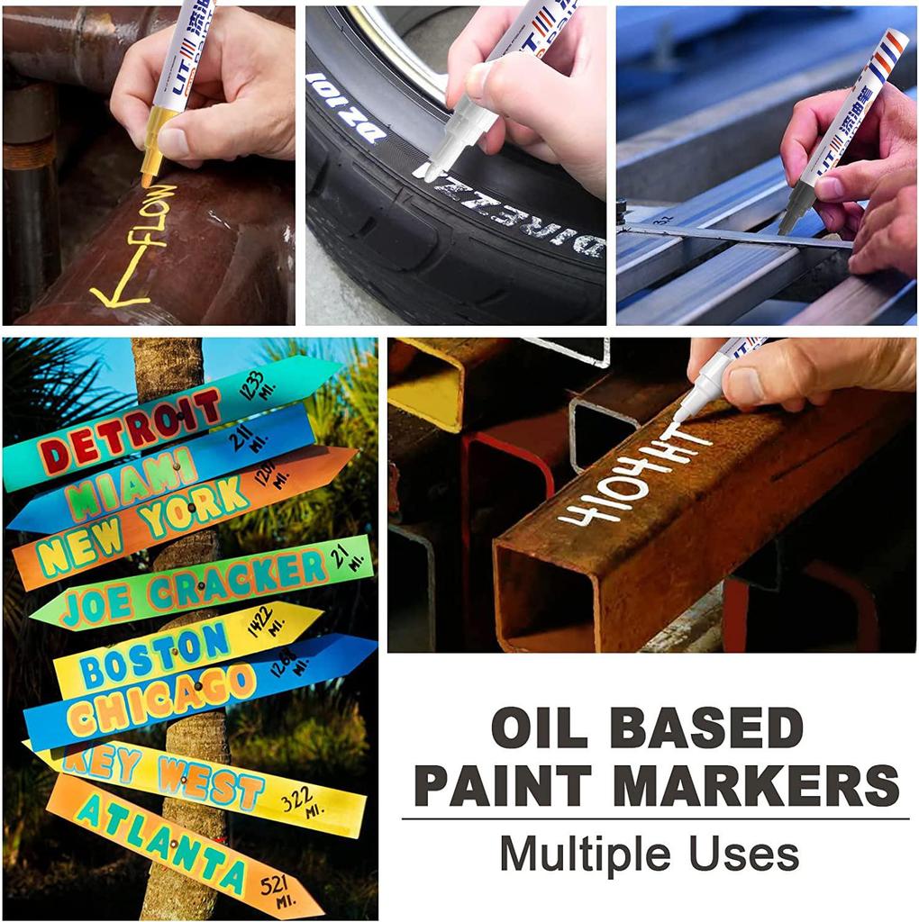 12-Color Waterproof Paint Touch-Up Pen - Durable, Easy Application, Fade-Resistant, and Industrial-Grade Oily Marker