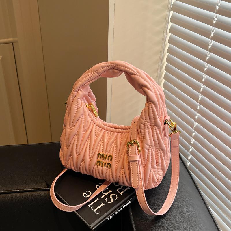 2025 summer new fashion pleated bag shoulder bag niche design casual simple trend handbag messenger bag