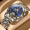 New Top Chronograph Automatic Mechanical Tourbillon Business Wristwatch Luxury Hollow Waterproof Stainless Steel Men Watches