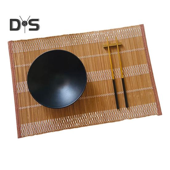 Bamboo Woven Placemat Retangle Shape Thickened Heat-Resistant Oil-Resistant Non-Slip Parties Weddings Banquets Table Decoration Dining Kitchen Mat