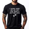 Подарок Work Hard So My Cat Can Have Funny Fur Папа Мама Футболка с длинным рукавом Мужские футболки Повседневные