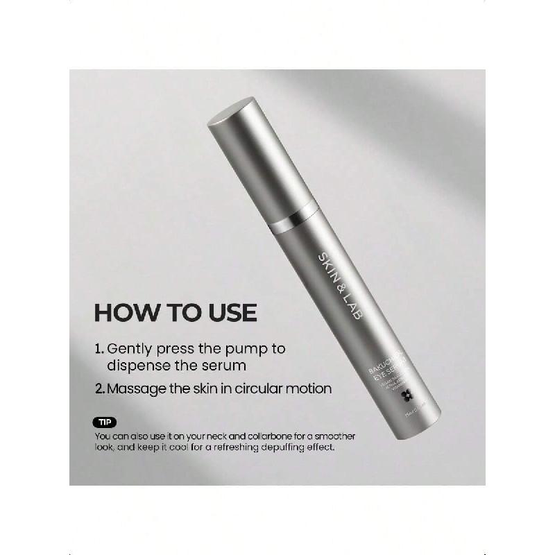 Сыворотка для кожи вокруг глаз Skin&Lab с бакучиолом и кофеином 15 мл, роллерная корейская сыворотка для кожи под глазами, антивозрастной уход против морщин для тонких линий, веганская, не тестируется на животных