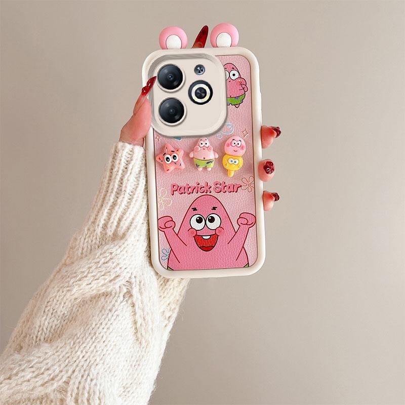 KEYSION Милый чехол с 3D-мультяшным изображением уха для TECNO Spark Go 2024 20 20C с браслетом, силиконовый противоударный чехол для телефона Tecno Pop 8