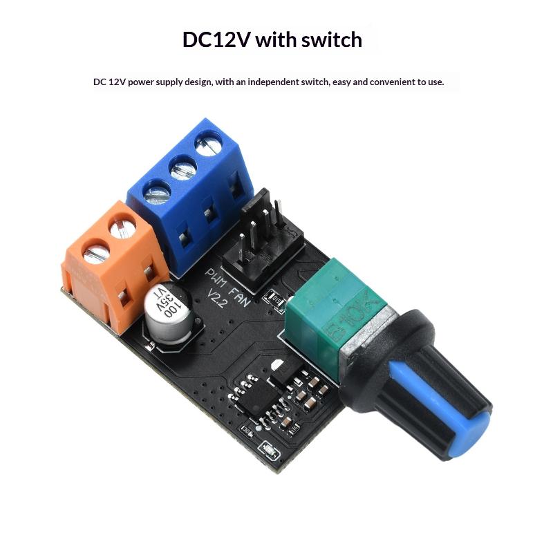Dc12V Pwm Fan Speed Controller Module With Switch 3/4 Wire Motor Governor Electric Fan Speed Control Knob For Computer Pc Case