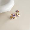 Dripping Enamel Flower Series Real 925 Silver Gold Plant Stud Earrings For Women Small Niche Accessories