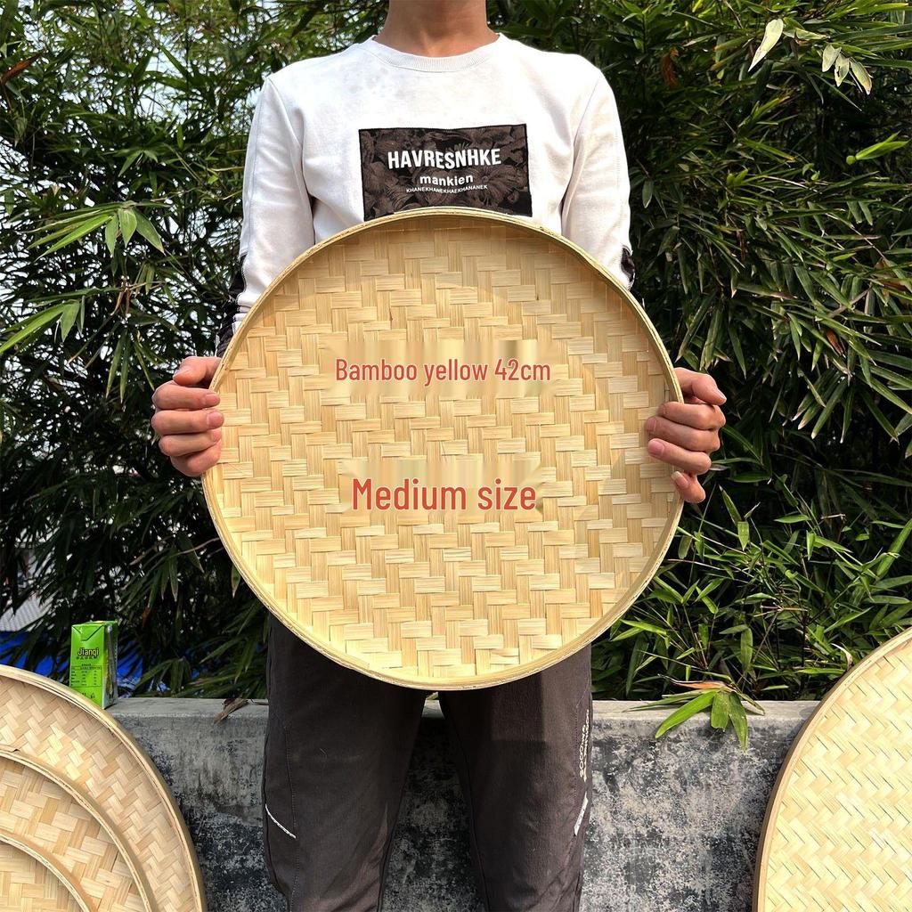 Бамбуковая плетеная веялка с отверстиями - Сито для риса и сушильный поднос