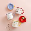 Pastoral Ceramic Cup with Lid Cute Mug Office Coffee Cup Gift Cup Breakfast Cup Student Water Cup Home Use