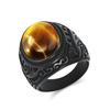2025 Vintage Carved Tiger Eye Stone Ring, Men's Personalized Black and White Turquoise Ring, Fashionable Jewelry