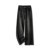 Korean Vintage High Waist Women's Jeans Y2K Slimming Pear-Shaped Loose Straight Bell Bottoms Black Gray Baggy Denim Trousers