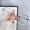 Irregular Polygon Flat Lens Ultra Light Large Frame Glasses Transparent Women Korean Designer Eyeglasses Transparent Men Glasses