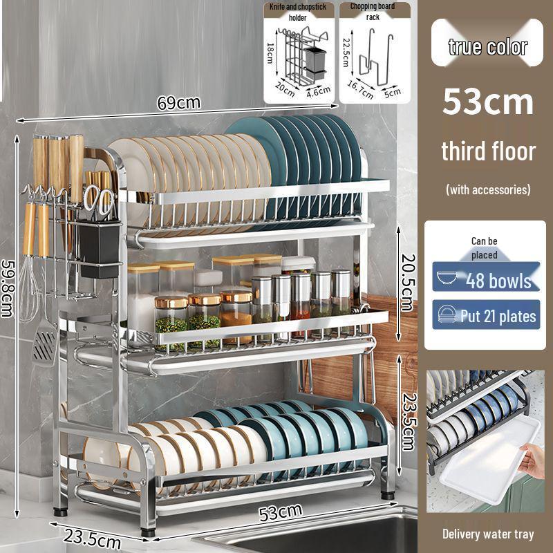 304 Stainless Steel Multi-functional Dish Drying Rack for Plates and Bowls