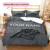 Custom Name,Carolina Panthers Pattern Bedding Home Decoration Birthday Gift ( 1 duvet cover + 2 pillowcase, without core),fan merchandise.