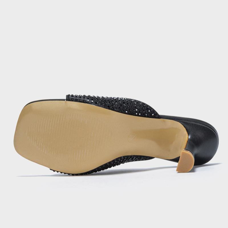 Eilyken КРИСТАЛЛ Бриллиант Квадратный Носок Женские Шлепанцы 2025 Лето Открытый Носок Низкий Каблук Вечеринка Платье Слайд Обувь