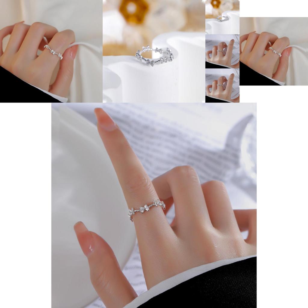 Стильное и элегантное регулируемое кольцо на открытый палец в корейском стиле с мерцающим дизайном бабочки для женщин