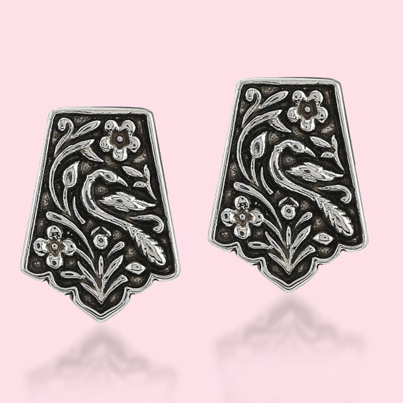 Estele Non Precious Metal Brass Gold Oxidized Silver Plated Stud Earrings for Girls