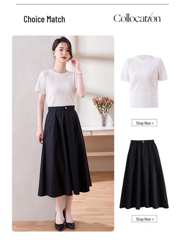 Women's Pure Cotton Floral A-Line Skirt with Elastic Waist - Stylish Summer Meat-Covering Design