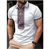 3D винтажная этническая рубашка поло в стиле casual, мужская, большого размера, с коротким рукавом, на молнии, с принтом, модная спортивная рубашка поло для активного отдыха