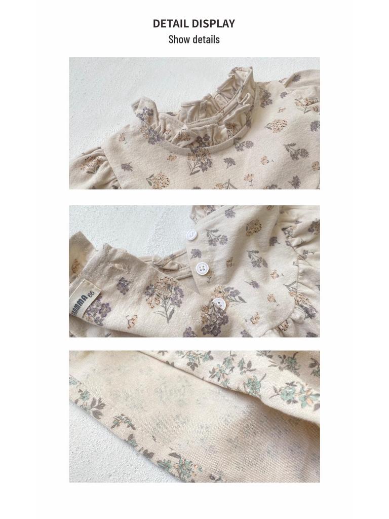 Весеннее ретро-платье для девочки, принцессы из королевского двора, с цветочным принтом и воротником-бутоном.