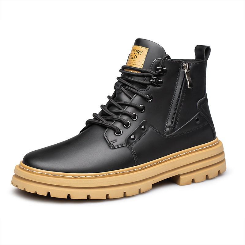 Мужские водонепроницаемые высокие ботинки Martens - Кожаные на молнии, для работы на открытом воздухе, на осень/зиму