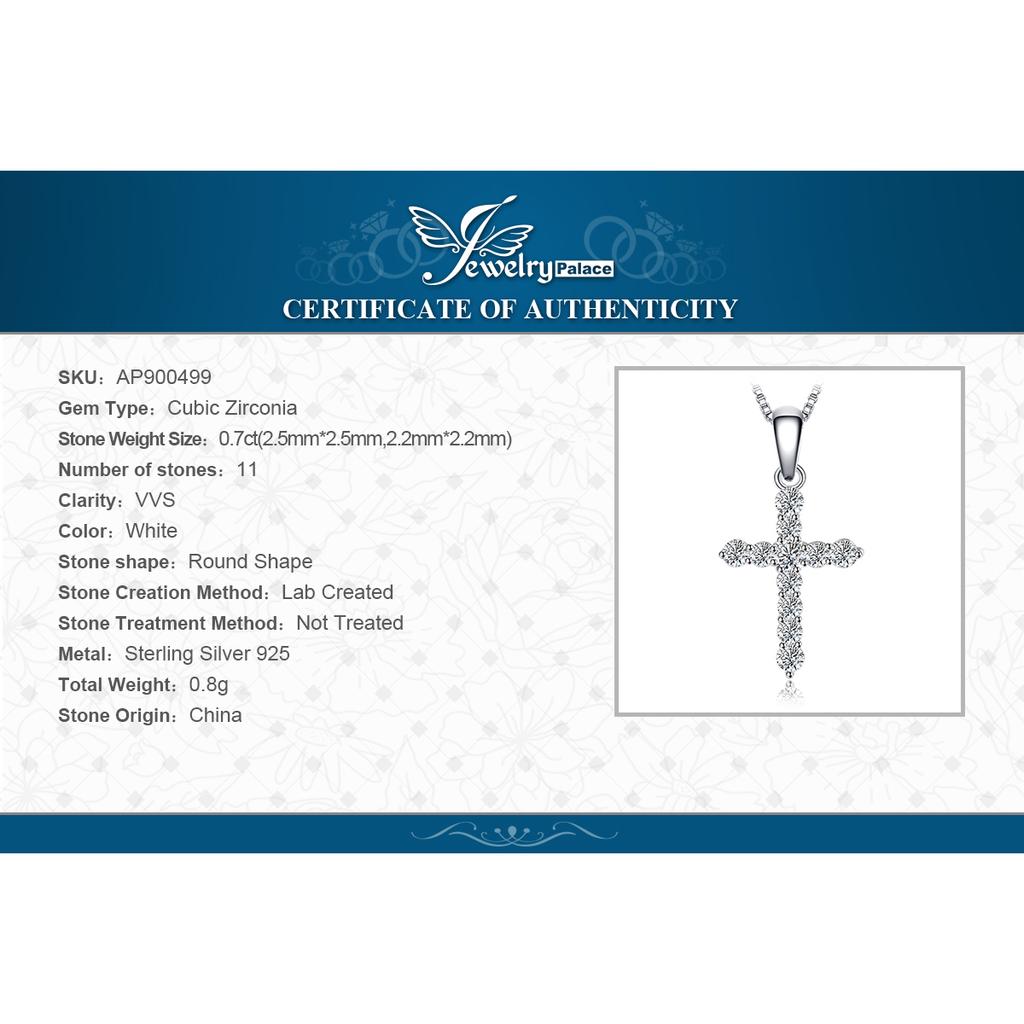 JewelryPalace Крест Боком Кубический Цирконий 925 Пробы Подвеска-ожерелье для Женщин Покрытие Желтым Золотом Розовым Золотом Без Цепочки