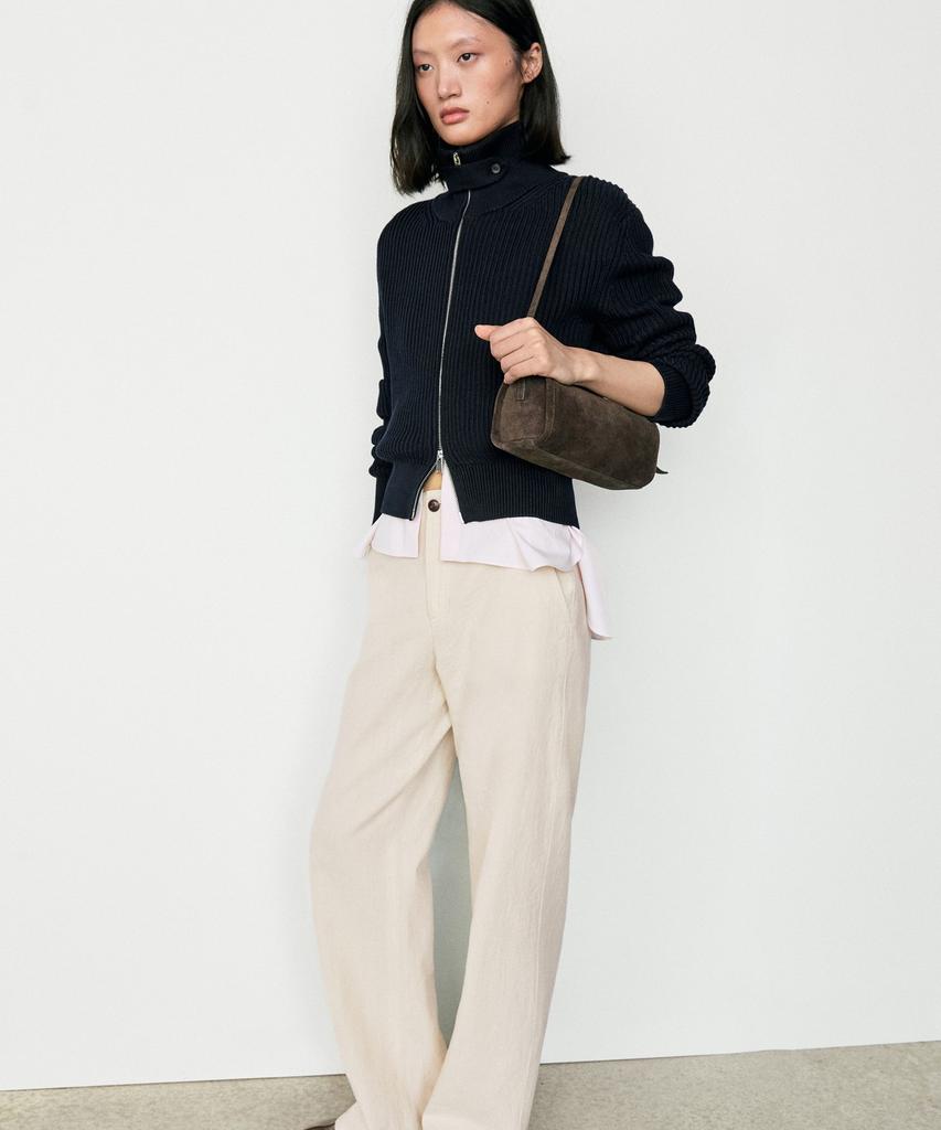 Кардиган Massimo Dutti из 100% хлопка с деталью на воротнике