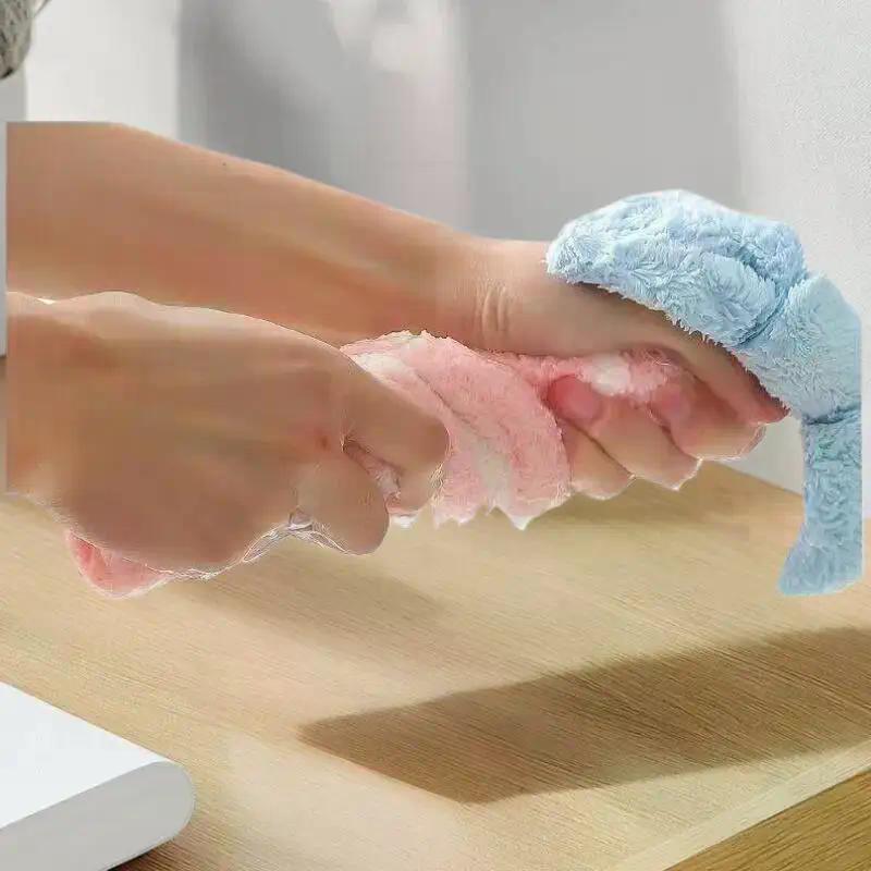 Cartoon Hand Towel Soft Absorbent Coral Velvet Embroidered Skin-friendly Microfiber Lollipop Wiping Cloth For Kitchen Bathroom