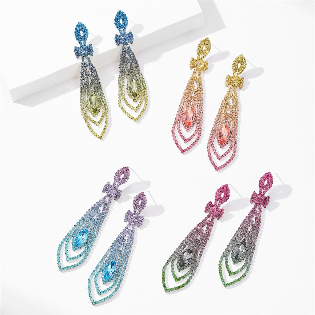 Temperament Luxury Full Diamond Tassel Long Earrings Female High-Class Feeling Rhinestone Earrings Female Earrings 1 Pair