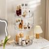 Elegant Rotating Cosmetic Organizer with Ample Storage for Lipsticks, Perfumes, and Skincare Products