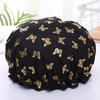 Waterproof Double Shower Cap Gold Printed Terylene Cotton Hair Cap for Women Bathing Essential