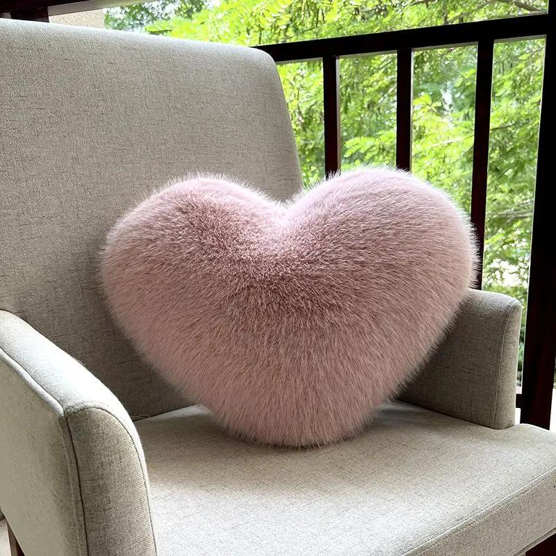 Подушка Love Plush Throw, простая, бытовая, креативная, имитация меха лисы, легкая, роскошная, имитация меха, диванная подушка, поясничная подушка для девочки