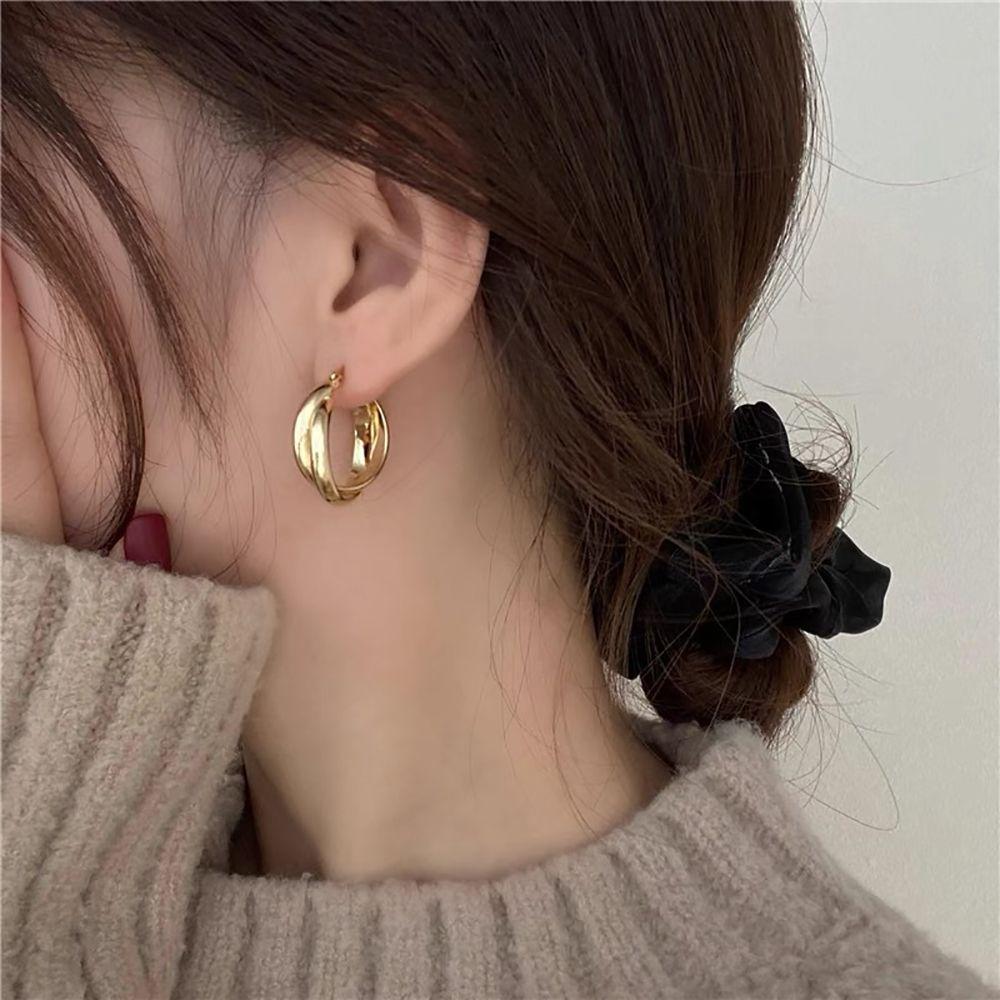 Модные круглые серьги, модные украшения, корейский стиль, женские серьги-кольца с пряжкой, серьги-кресты