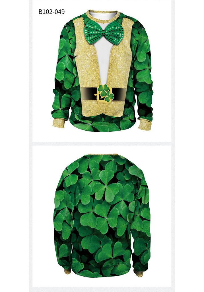 2026 Spring St. Patrick's Day Digital Print Round Neck Long Sleeve Couple Hoodie