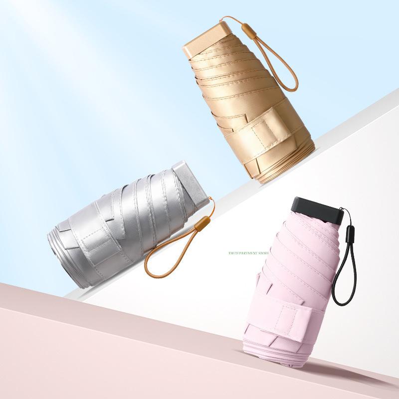 Mini Windproof UV Protection Umbrella, 6 Ribs, 5 Folding, Portable, Travel, Rain Women, Women, Pocket, Kids, UPF Gift, 14cm