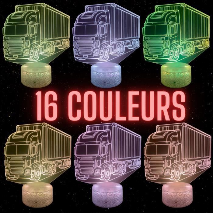 Lampe De Chevet 3D LED - Camion Semi Remorque - Multicolore - Tactile - Télécommande - Décorative