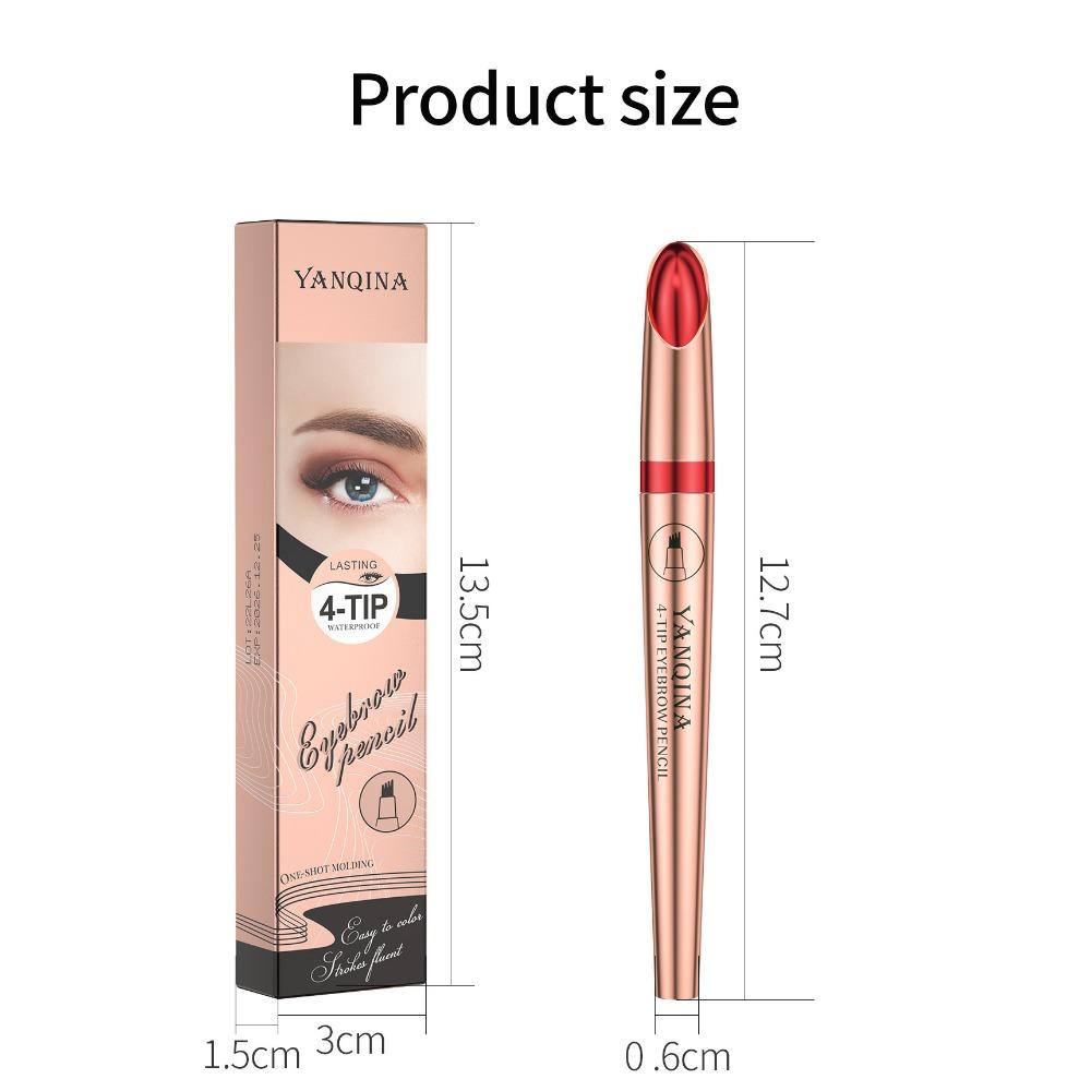 YANQINA Line Eyebrow Pen Карандаш для бровей с четырьмя вилками Жидкий карандаш для бровей