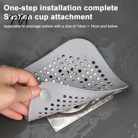 One Way Drain Valve 2PCS Square Cover for Shower Floor, TPR Hair Catcher Odor Silicone Drainage Pad Stopper, Detachable Deodorizer Bathroom