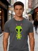 Unisex Crew Neck Tee Cute Green Cartoon Alien Front Print Short Sleeve Oversized Male Daily Casual Soft Breathable Basic Wear Top