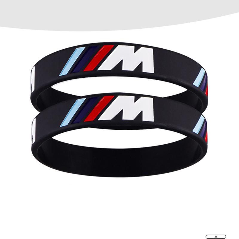 1/2Pcs M Power Rubber Stretch Wristbands Sports Bracelet Decoration Stickers For BMW G30 G32 G01 G02 G05 G06 G07 G26 G23 G22 F40 AP9