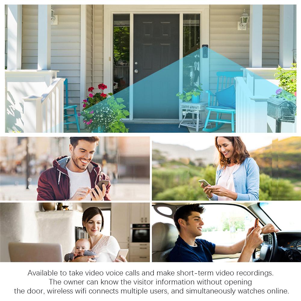 Wi-Fi видео дверной звонок камера беспроводная HD камера 1080P двустороннее аудио обнаружение движения инфракрасная ночь