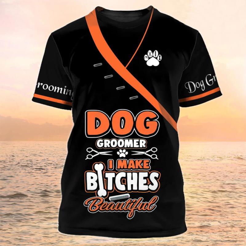 Футболка Puppy Groomer, рубашка унисекс, модная униформа, летнее платье с круглым вырезом, женская футболка больших размеров с короткими рукавами, топ в стиле Харадзюку