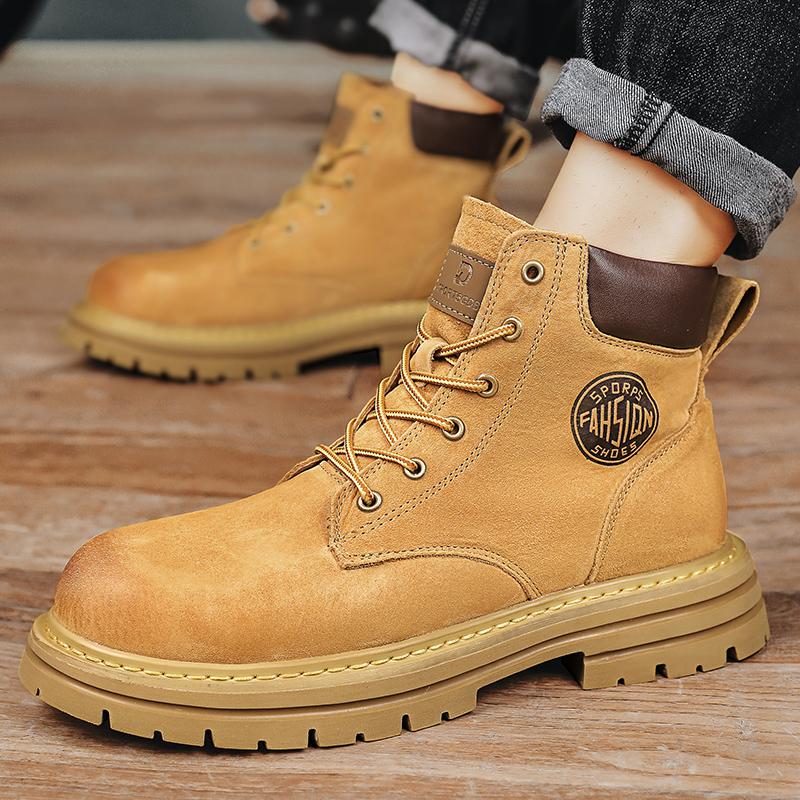 Новые удобные высокие ботинки для отдыха, нескользящие мужские ботинки для мотоциклистов со шнуровкой, замшевые кожаные ботинки для отдыха на открытом воздухе, мужские ботильоны, кроссовки
