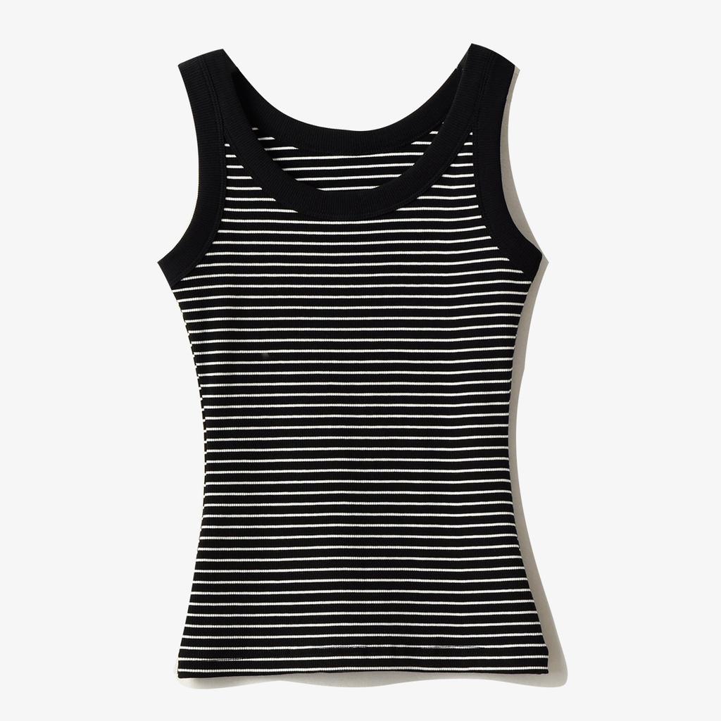 Summer Women's Cover Side Breasts Hundred with Outside Wear Inside Cotton Striped Camisole Tank Top