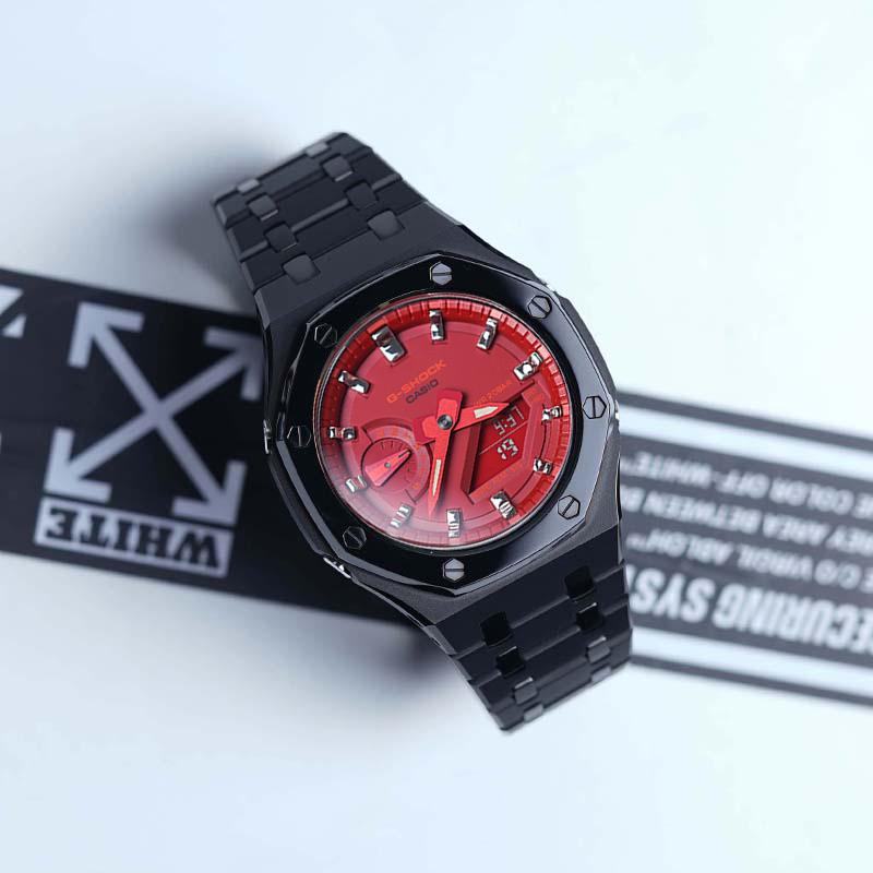 CASIO Unisex Liquid Crystal,Analog Dual Display Series 48.5mm Red Watch GA-2100-4A(Watch8--)